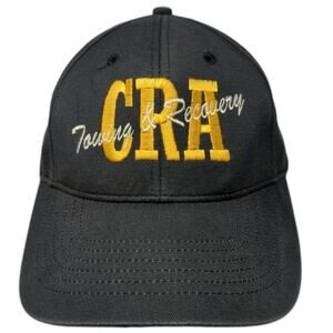 KC Caps Baseball Cap Black M CRA Towing Recovery Kearny NJ Fitted Hat Stretch